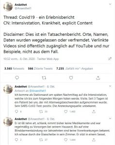 »Covid19 – ein Erlebnisbericht“, Twitter